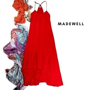 Madewell Red Lined Pocketed Maxi Dress Sz 6